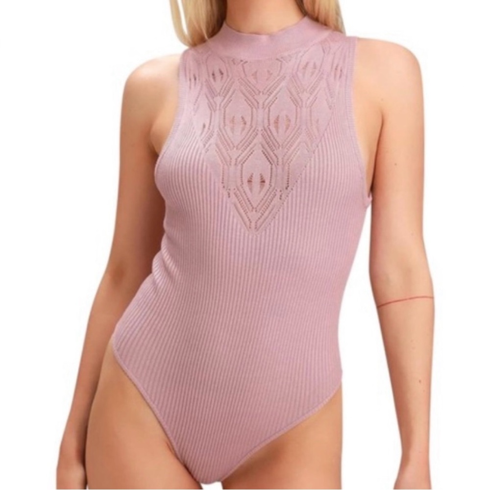 Free People Light Pink Sleeveless Bodysuit